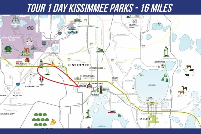 Day 16 miles Private Helicopter Tour over Fun Spot - Clear-day bonus: a possible glimpse of Celebration and the Disney complex