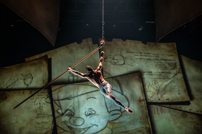 Drawn to Life presented by Cirque du Soleil and Disney - The show itself: acrobats using aerial pencils, Russian swings, and teeterboards