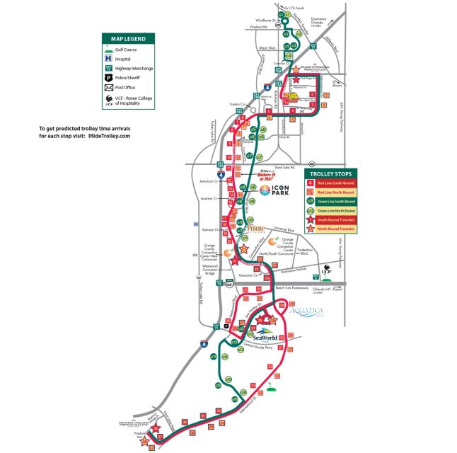 Orlando: I-Ride Trolley Hop-on Hop-off Pass - Routes in plain English: the Red Line from Premium Outlets to SeaWorld